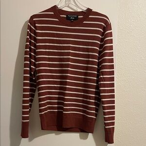 Banana Republic Women's Crewneck Sweater - Maroon and Cream